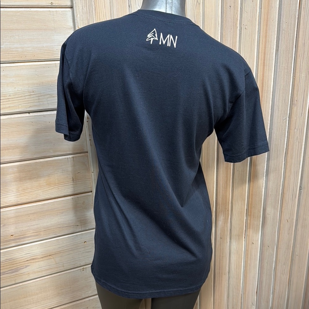 Next Level Apparel Navy and White Short Sleeve Tee with Playful Design - Picture 3 of 4
